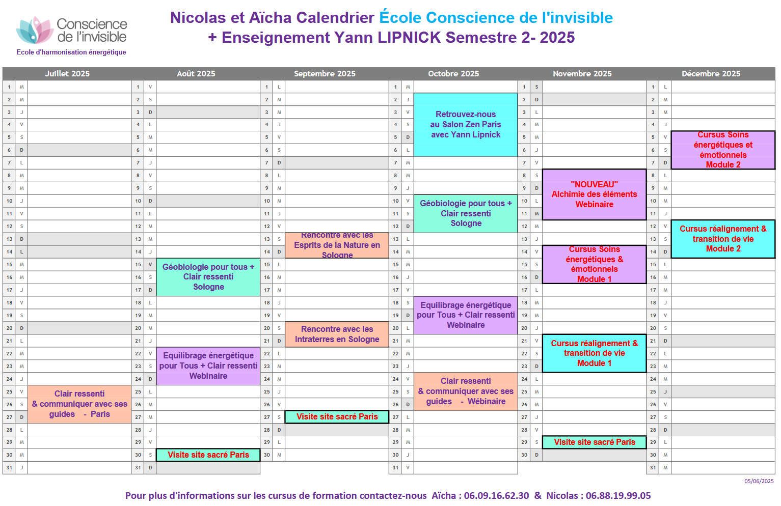 planning des formations du premier semestre 2025