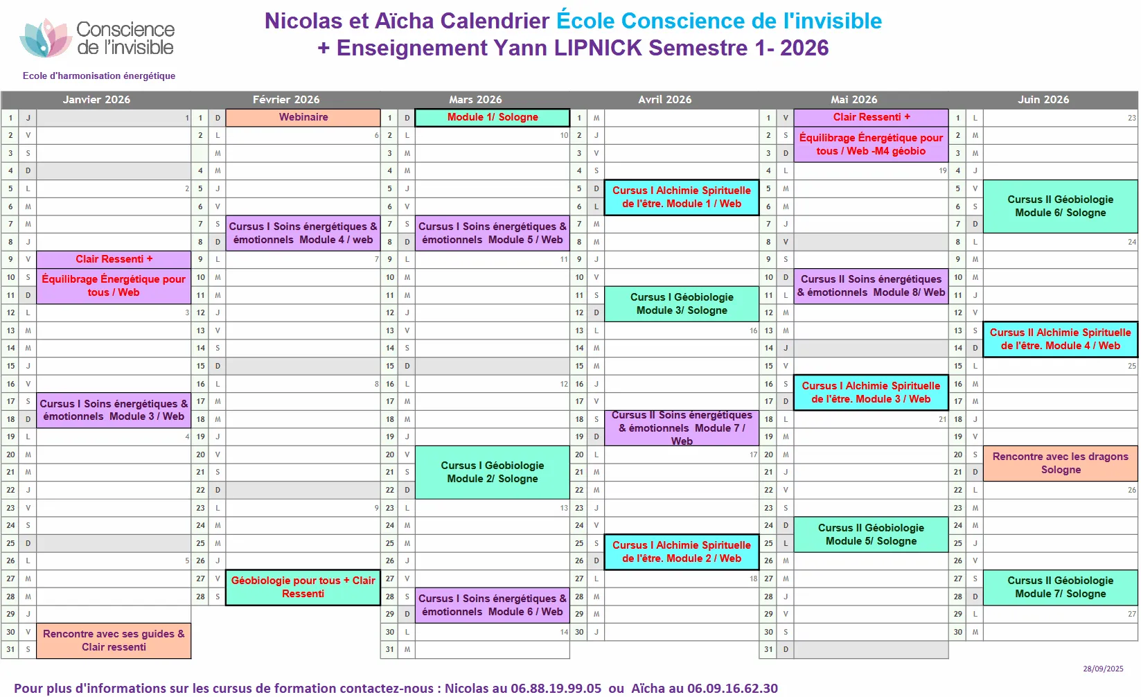 planning des formations du premier semestre 2026